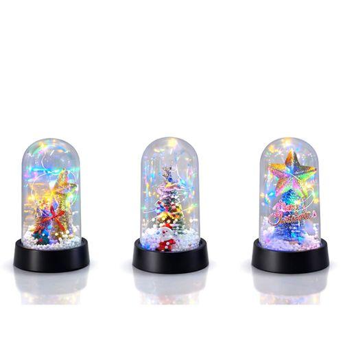 Yılbaşı Temalı Işıklı  Dekoratif Cam Fanus