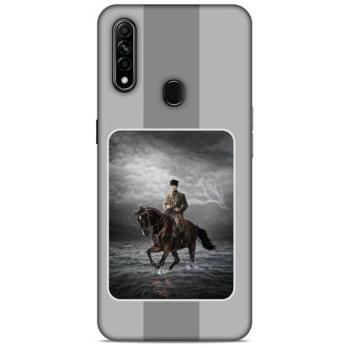 Oppo A31 Kılıf Atatürk (39) Liquid Crystal Kılıf Gri Şerit