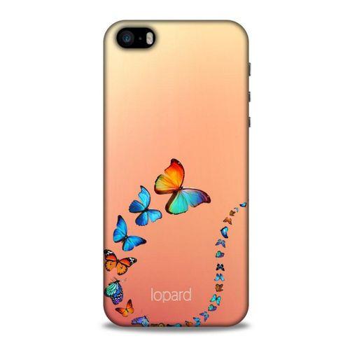 Apple Iphone 5S Kılıf Kelebek Etkisi (47) Crystal Flex Kılıf Fuşya Sarı