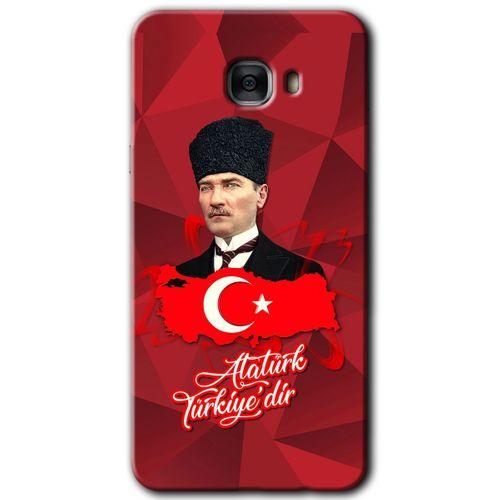 Potkal Hediye Fabrikası Samsung Galaxy C9 Pro HD Baskılı Kılıf + 9D Tam Ekran Koruyucu - Atatürkiye