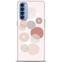 Oppo Reno 4 Pro Kılıf HD Baskılı Kılıf - Pembe Daireler + Tam Ekran Koruyucu