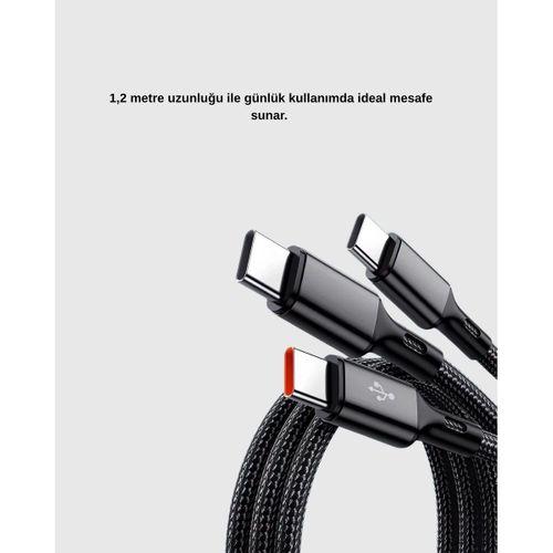 3’ü 1 Arada Hızlı Şarj Kablosu İos Android Type-c Uyumlu Ve Dayanıklı