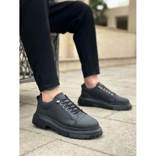 BA0245 Siyah Akıllı Lastik Bağcık Yüksek Siyah Taban Günlük Erkek Ayakkabı