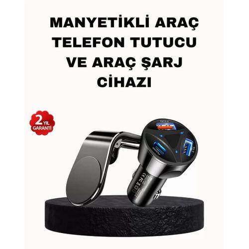 Manyetik Araç Telefon Tutucu Ve Hızlı Şarj Adaptörü 2’li Set
