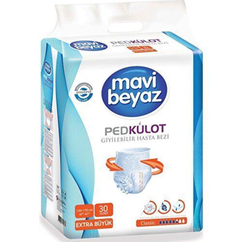 Mavi Beyaz Ped Külot Emici Ekstra Büyük Boy Xlarge 30'lu 2 paket / 60 adet
