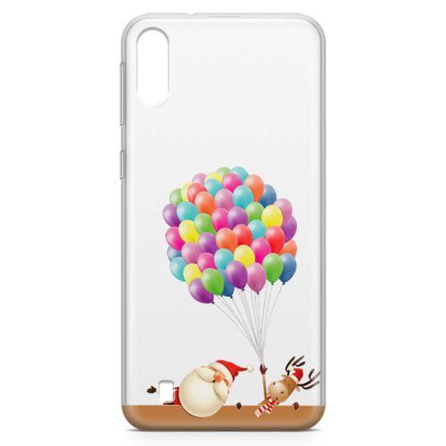 Samsung Galaxy M10 Kılıf Balon Noel Geyik Arka Kapak Koruma Desenli Full Koruyucu