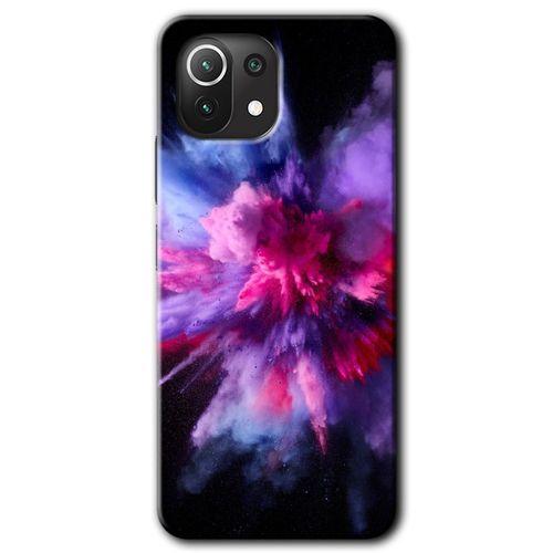 BeRa Aksesuar Xiaomi Mi 11 Lite Kılıf Baskılı Kapak - Color Splash Purple +Tam Kaplayan Mat Seramik