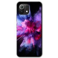 BeRa Aksesuar Xiaomi Mi 11 Lite Kılıf Baskılı Kapak - Color Splash Purple +Tam Kaplayan Mat Seramik