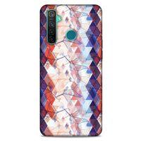 Oppo Realme 5 Pro Kılıf Pastel Renkler (3) Kapak Kırmızı Lacivert