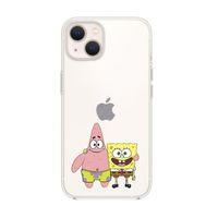 iPhone 14 Uyumlu Sünger Bob ve Patrick Star Desenli Şeffaf Silikonlu Telefon Kılıfı