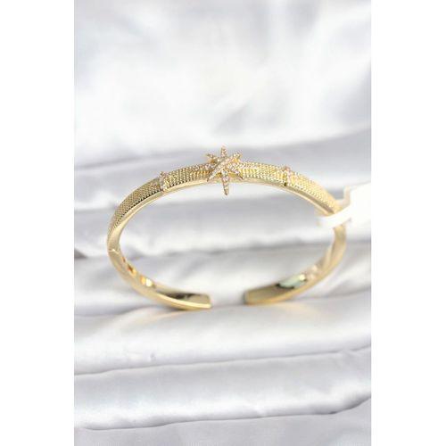 Pirinç Gold Renk Kutup Yıldızı Model Kadın Kelepçe Bileklik