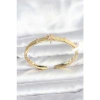 Pirinç Gold Renk Kutup Yıldızı Model Kadın Kelepçe Bileklik