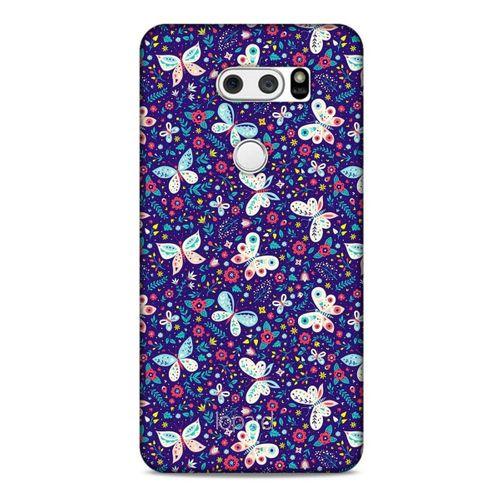 LG K50S Kılıf Kelebek Etkisi (3) Kapak Kırmızı Lacivert