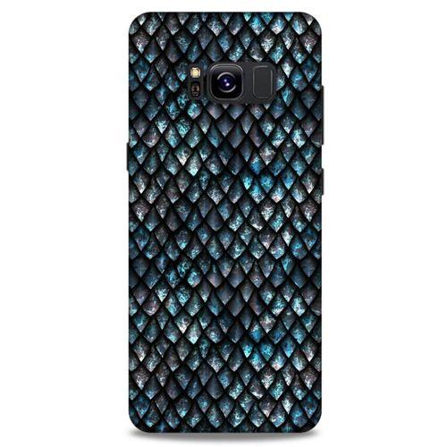 Samsung Galaxy S8 Kılıf Dragons (10) Full Koruma Kılıfı Ejderha Skin Mavi Beyaz