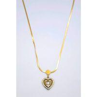 Baget Taşlı  Kalp Kolye - Altın