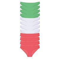 12 Adet Süper Eko Set Likralı Kadın Slip Külot Yeşil Beyaz Fuşya