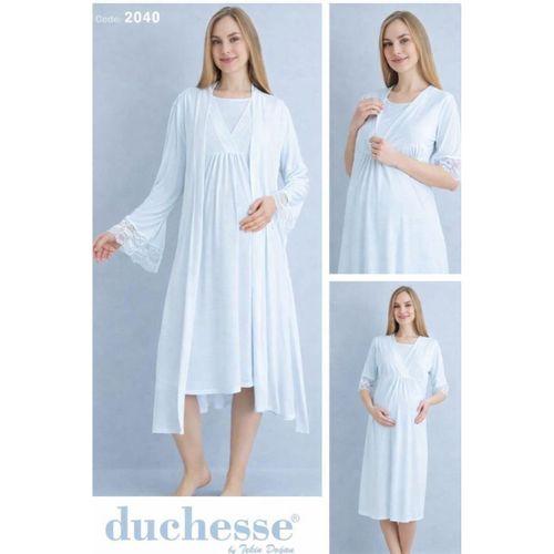 Duchesse 2040 Mavi Hamile Lohusa Gecelik Sabahlık Takım