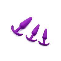 ZAGA OYUN Silikon Anal Alıştırma Seti Pürüzsüz Ipeksi Dokunuşlu Mor 3lü Anal Plug Vajinal Tıpa