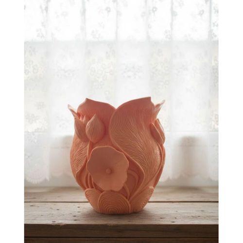 Turuncu Floral Tasarımlı 3d Vazo Şık Ev Dekorasyon Aksesuarı