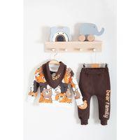 Family Bears Desenli 3'lü Fularlı Erkek Bebek Takımı