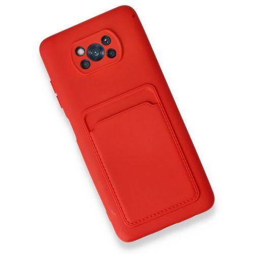 XD Xiaomi Pocophone X3 Kılıf Kelvin Kartvizitli Silikon - Kırmızı
