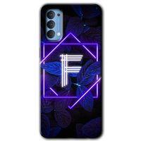 OPPO Oppo Reno 4 Kılıf HD Desen Baskılı Arka Kapak - Dark Neon Yaprak F Harfi
