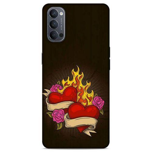 Lopard Oppo Reno 4 Uyumlu Kılıf Tattoo's (14) Lansman Kılıf Çift Kalp