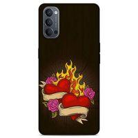 Lopard Oppo Reno 4 Uyumlu Kılıf Tattoo's (14) Lansman Kılıf Çift Kalp
