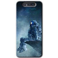 Samsung Galaxy A80 HD Baskılı Kılıf + 9D Tam Ekran Koruyucu - Astronot Yalnızlığı