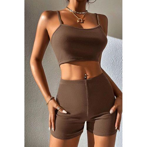 Kadın Kahverengi Şortlu Kaşkorse Gecelik Takım