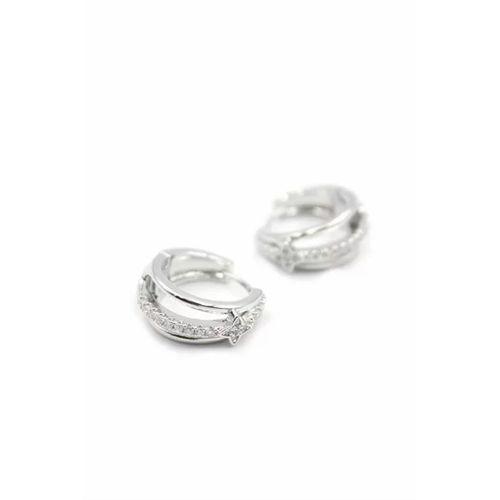 Taşlı Halka Küpe - Gümüş