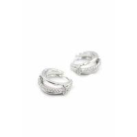 Taşlı Halka Küpe - Gümüş