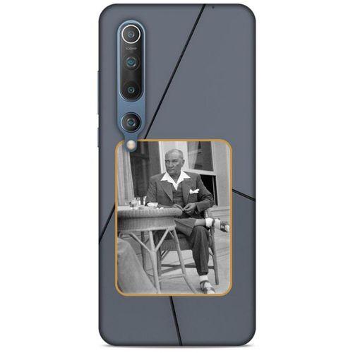 Xiaomi Mi 10 Kılıf Atatürk (31) TPU Kılıf Koyu Gri