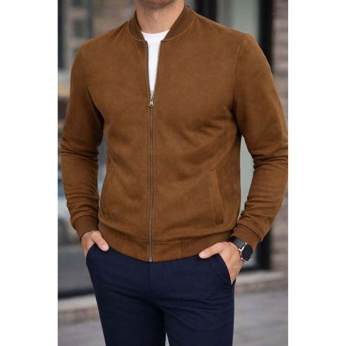 Erkek önden Fermuarlı Içi Astarlı Süet Ceket