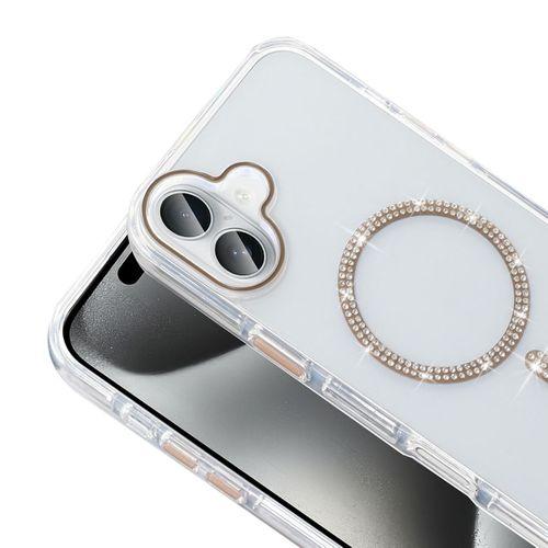 Apple iPhone 16 Kılıf Taşlı Tasarım M-safe Şarj Özellikli Zore Koment Silikon Kapak