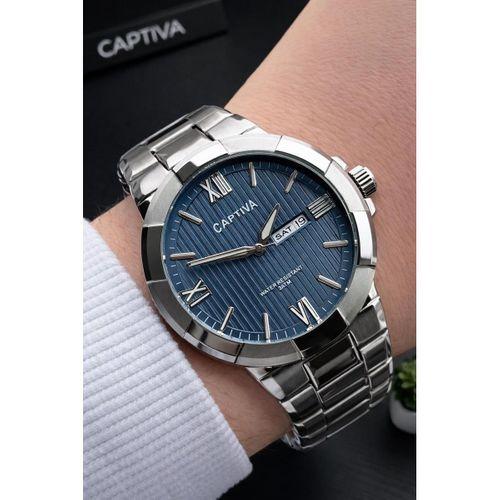 Captiva Bileklik Hediyeli Çelik Kordon Haftanın Günü Ve Takvimli Kadran Erkek Kol Saati CT.M.001.M7