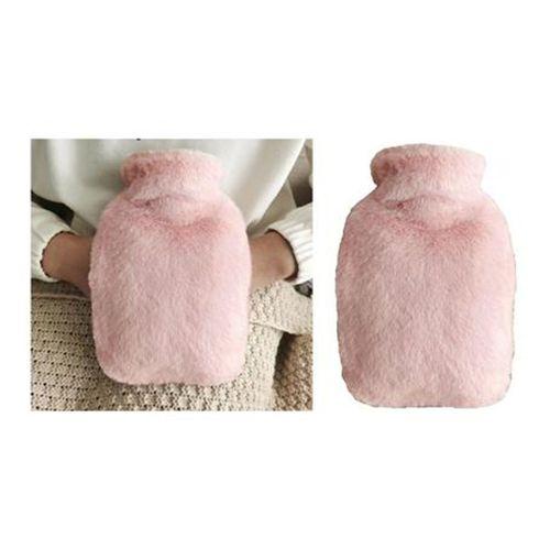 Sıcak Su Torbası Yan Cepli Pembe  Peluş Termofor 27X17X2Cm  1 Litre