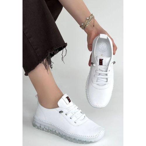 Jiten Beyaz Deri Bağcıklı Spor Ayakkabı