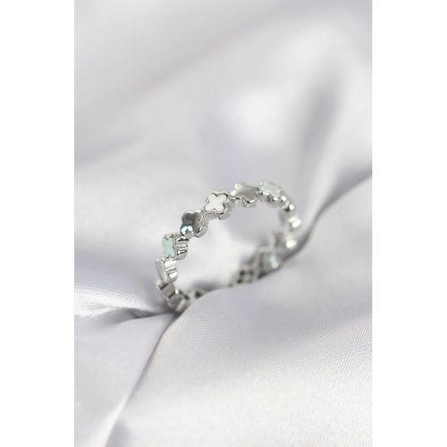 Gümüş Renk Sedefli Yonca Model Kadın Yüzük