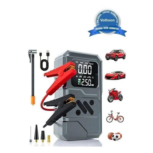 St-9654  10 000 Mah Taşınabilir Araç Hava Kompresörü Akü Takviyeli Dijital Ekranlı Işıklı