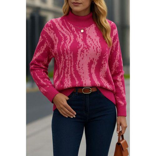 Kadın Uzun Kollu Balıkçı Yaka çok Renkli Triko Bluz