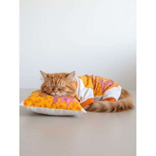 Tiger Leopar Desenli Penye Kedi Tulum | Tüy Dökülmesini Azaltmaya Yardımcı | Yumuşak & Rahat Kedi Kıyafeti