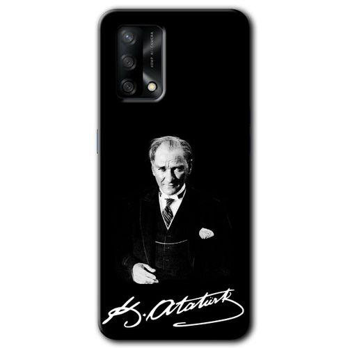 OPPO Oppo A74 Kılıf HD Desen Baskılı Arka Kapak + Temperli Cam - Atatürk İmza