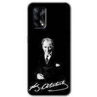 OPPO Oppo A74 Kılıf HD Desen Baskılı Arka Kapak + Temperli Cam - Atatürk İmza