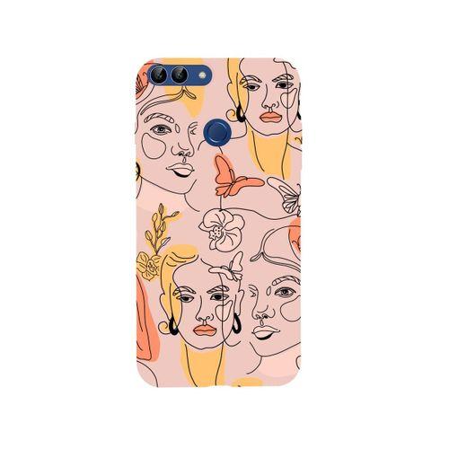 Huawei Psmart (2018) Line Style Premium Silikonlu Pembe Telefon Kılıfı