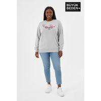 Kadın Büyük Beden  Capri Island Baskılı Bisiklet Yaka ince Sweatshirt SPR26BSWK956-14