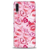 Samsung Galaxy A50S Kılıf HD Baskılı Kılıf - Pembe Love + Tam Ekran Koruyucu
