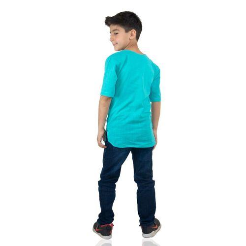 Kısa Kol Şile Bezi Zımbalı Yazlık Erkek Çocuk Tshirt Turkuaz 3054