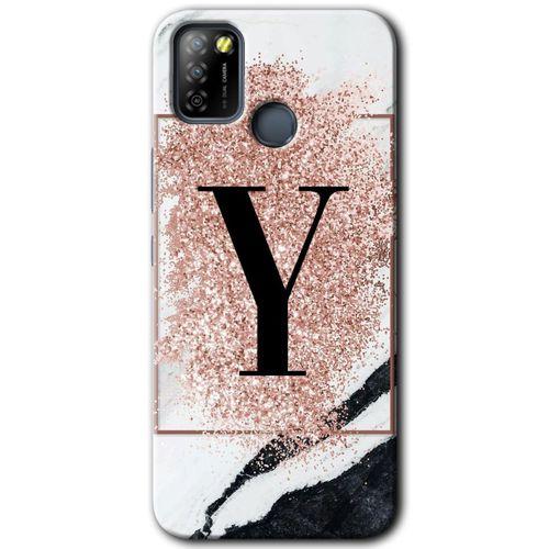 İnfinix Smart 5 Kılıf HD Desen Baskılı Arka Kapak - Pembe Mermer Desenli Y Harfi
