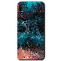Huawei Y6 2019 Kılıf Baskılı Kapak - Liquid Colorfull + 5D Tam Kaplayan Cam